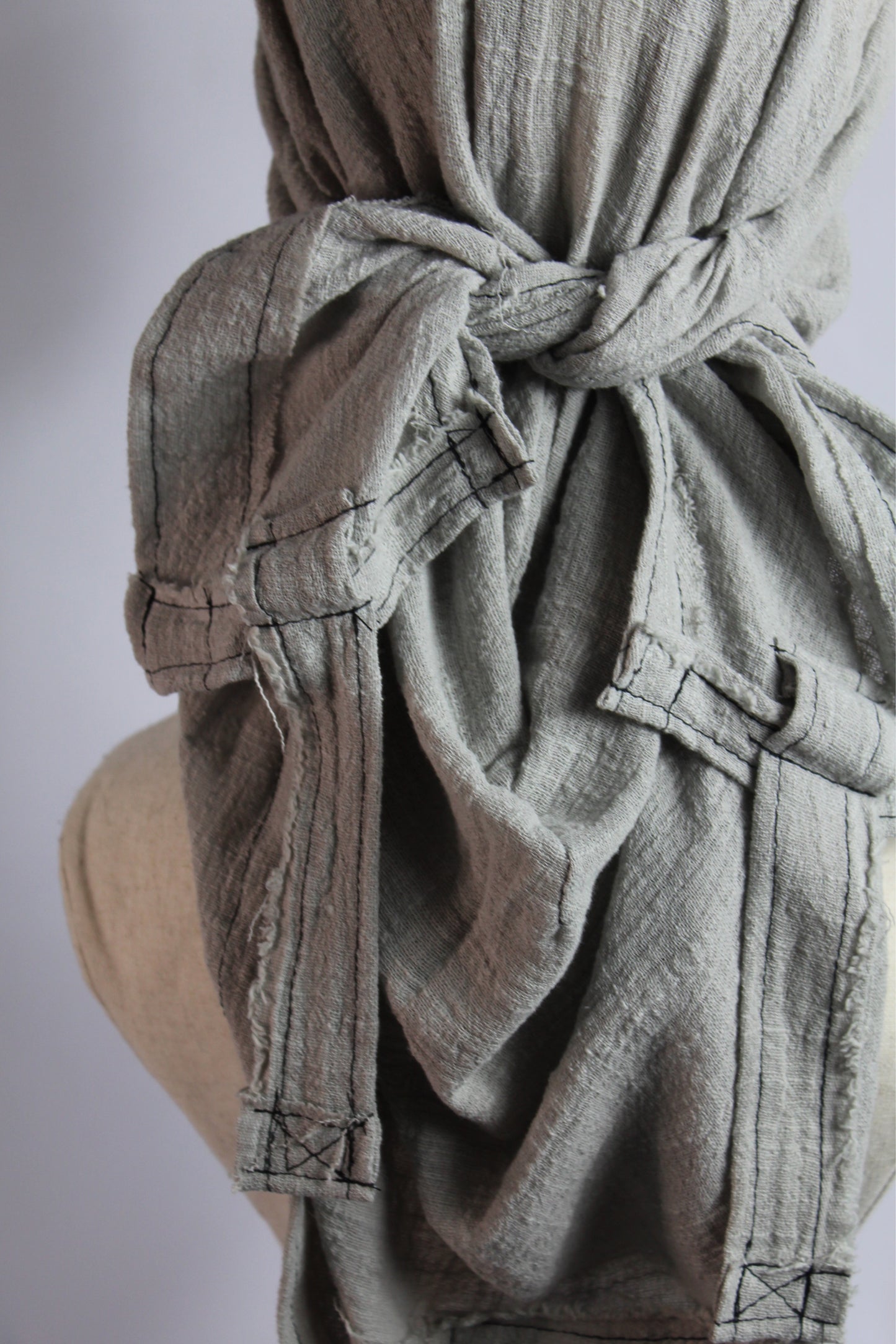 AAMBIVERT durag hood icy light grey linen headpiece unisex UK