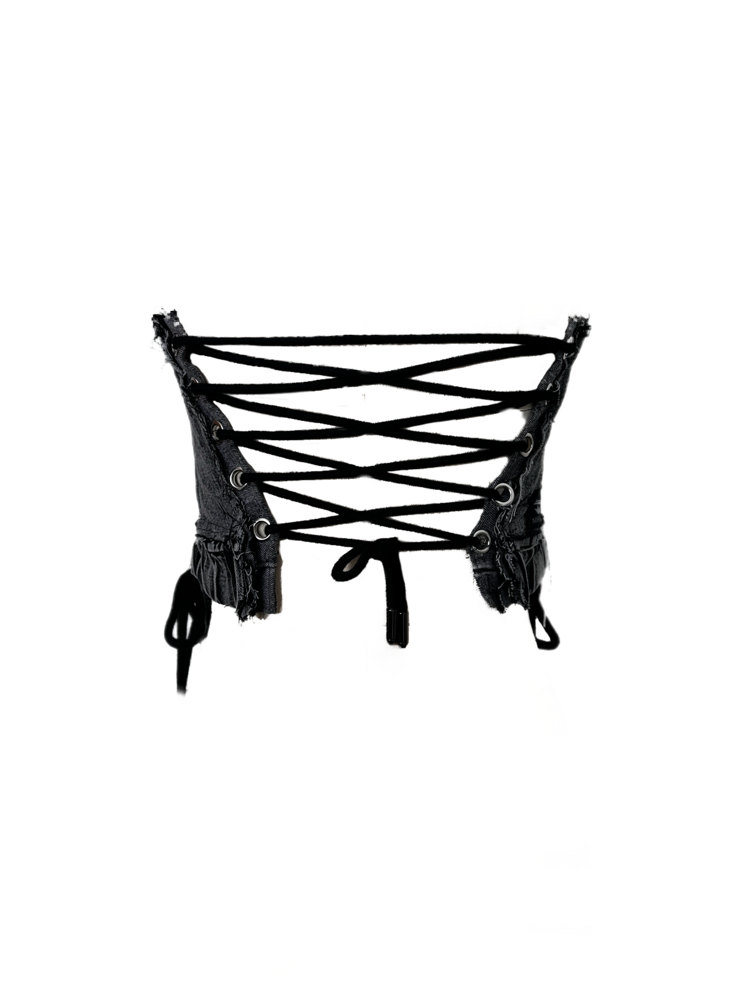 Dystopian Upcycled Denim Corset Top By AAMBIVERT