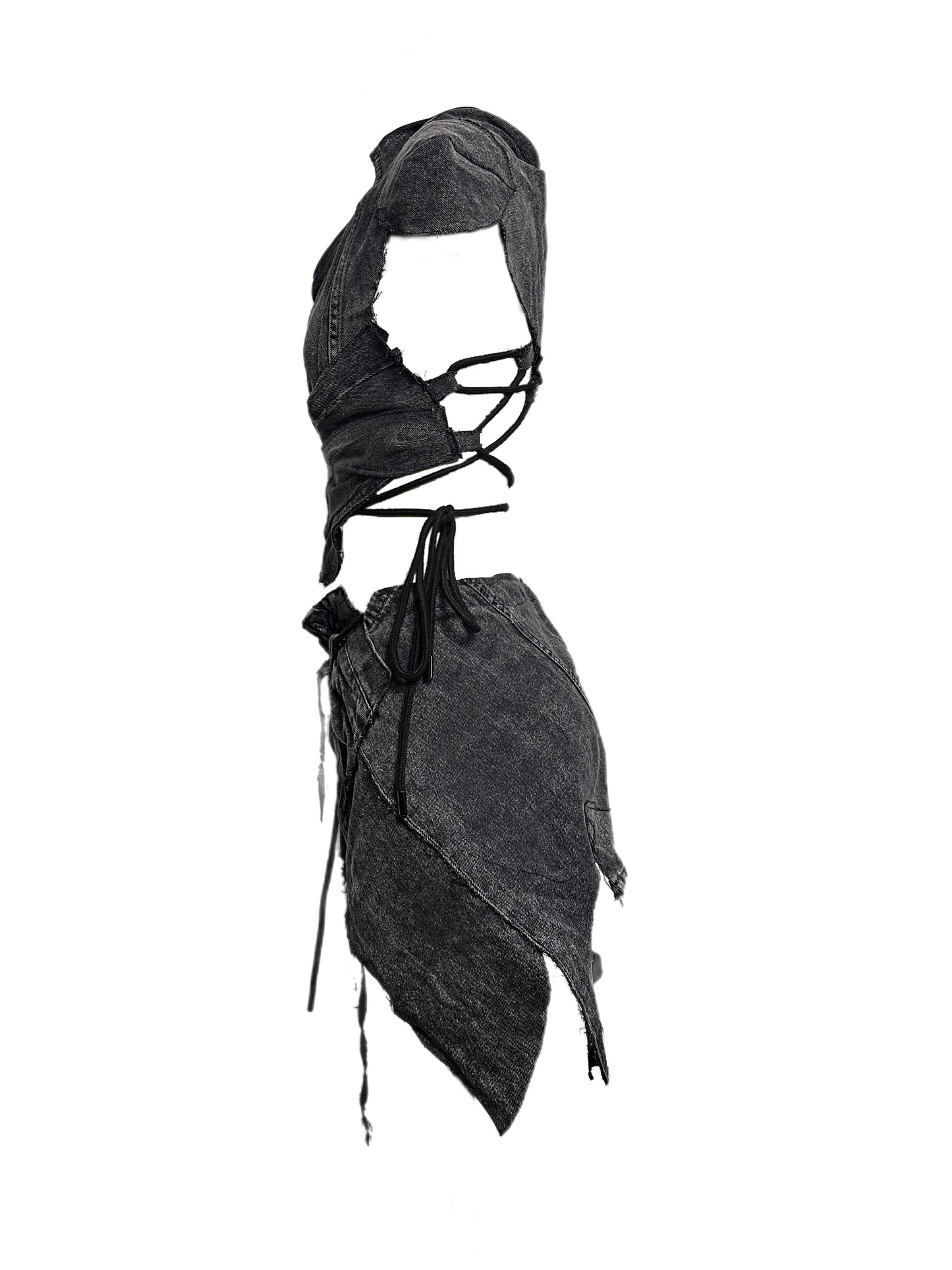 Dystopian Upcycled Denim Set - Top & Skirt By AAMBIVERT