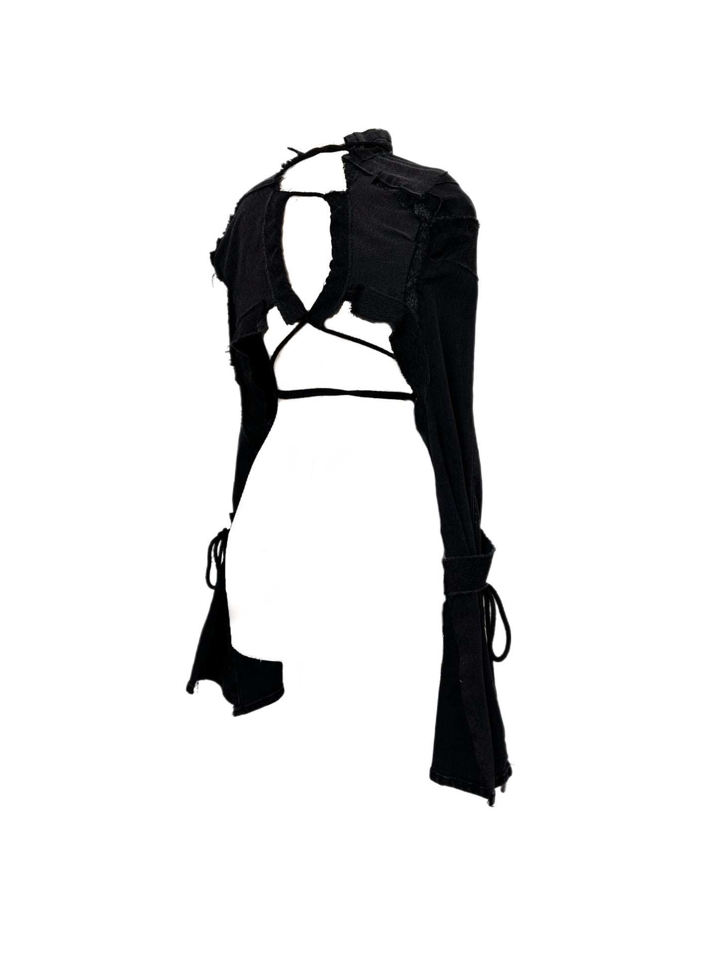 Dystopian Upcycled Denim Top with Long Sleeves By AAMBIVERT