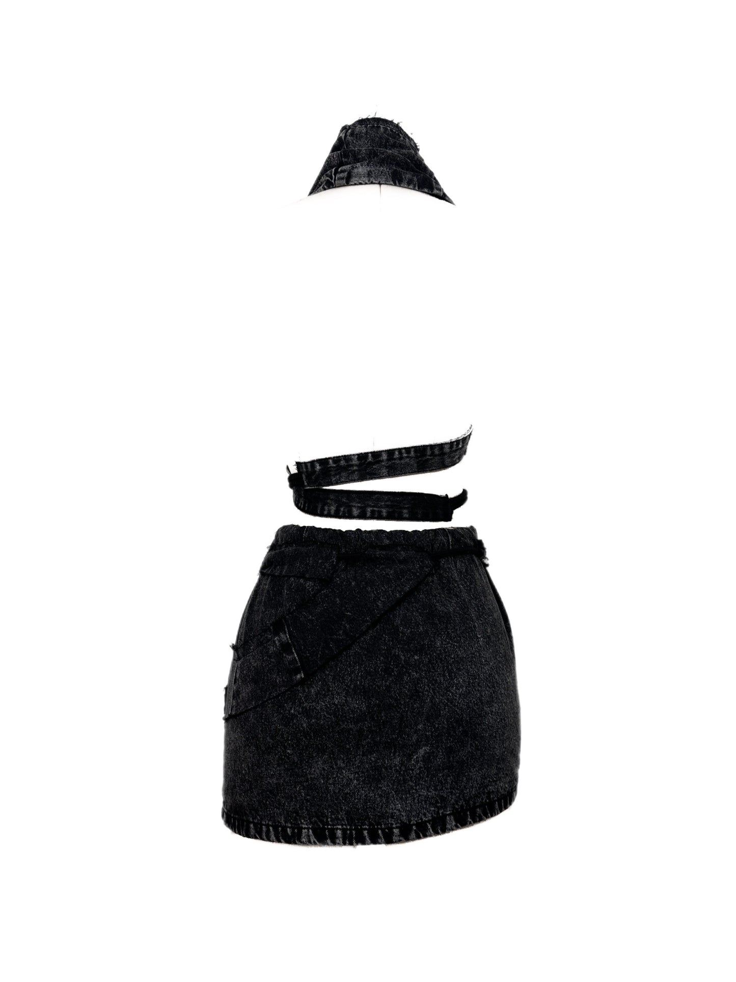 Dystopian Upcycled Denim Set - Top & Skirt By AAMBIVERT