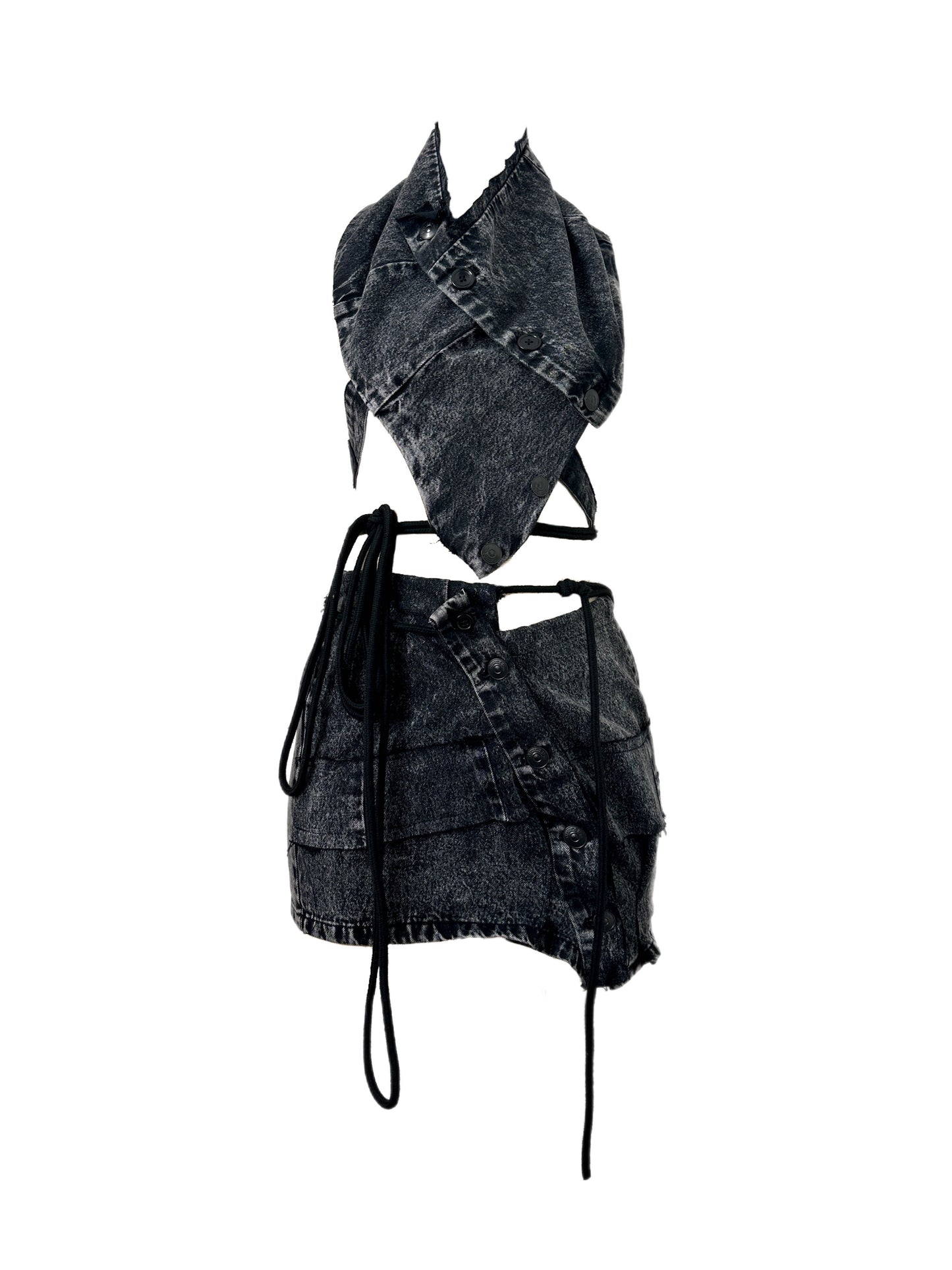 DYSTOPIA Denim Top and Skirt Set