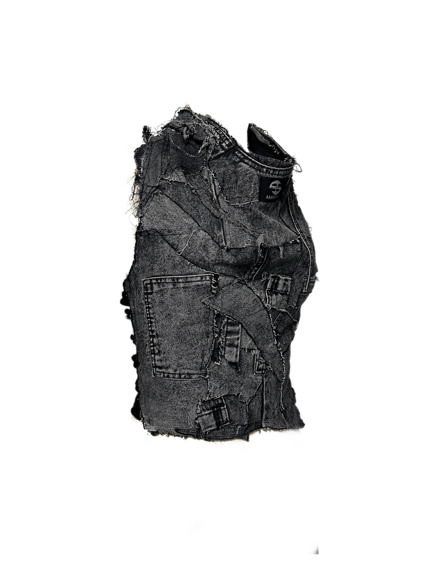 Dystopian Upcycled Denim Top By AAMBIVERT