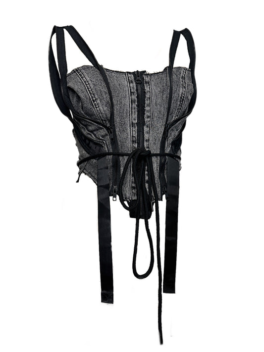 AA ‘ZIP-UP’ Denim Corset