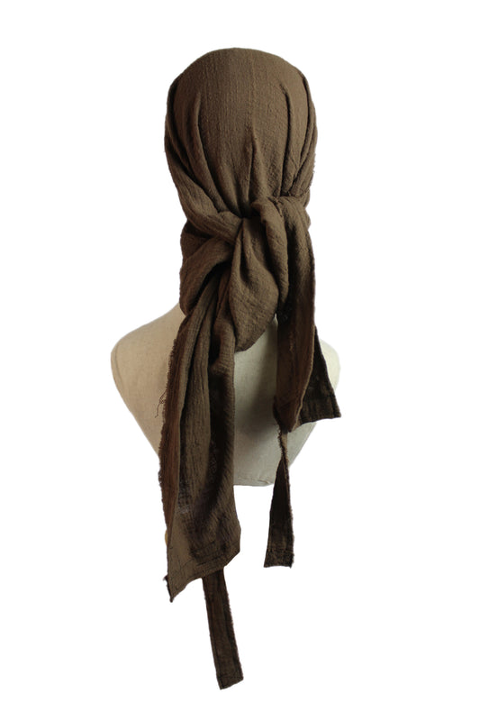 AAMBIVERT durag hood desert brown linen headpiece unisex UK