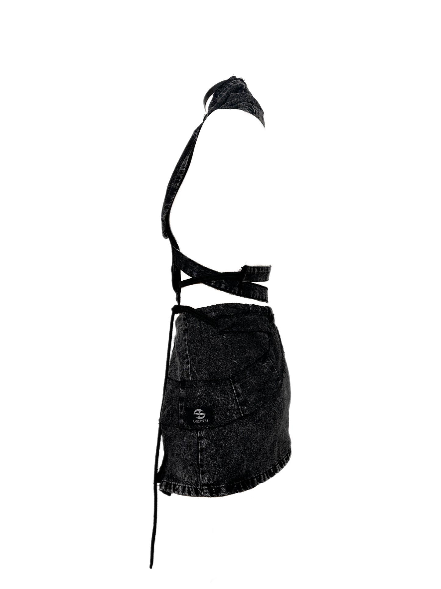Dystopian Main Character Upcycled Denim Set - Top & Skirt By AAMBIVERT