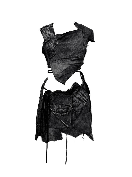 A ‘MAIN CHARACTER’ Denim Top & Skirt